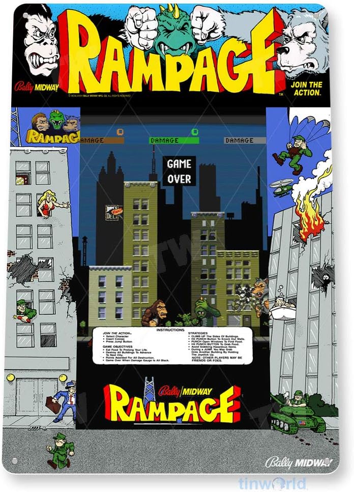 TIN SIGN Rampage Arcade Sign G - Arcade Game Jackpot recensie en prijs